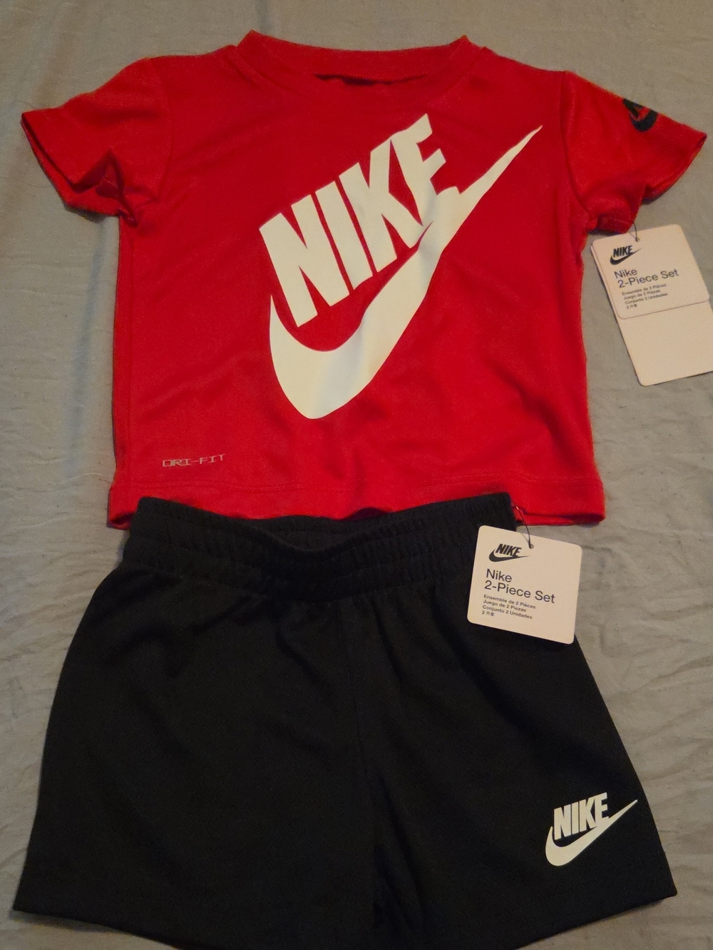 Nike Red Tee and Black Shorts Kids Set